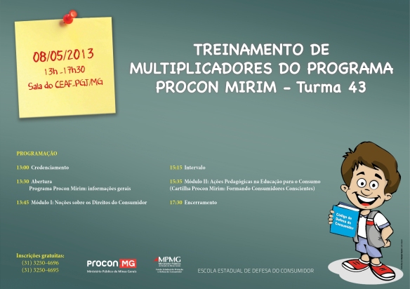 Convite_XLIII Treinamento de Multiplicadores do Programa Procon Mirim